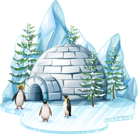 and igloo and penguins